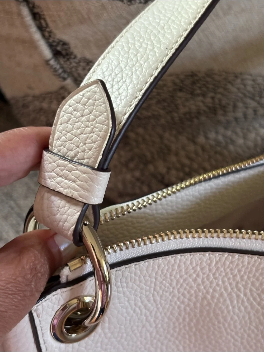 kate spade Cream Pebbled Leather Shoulder Bag with Gold Hardware